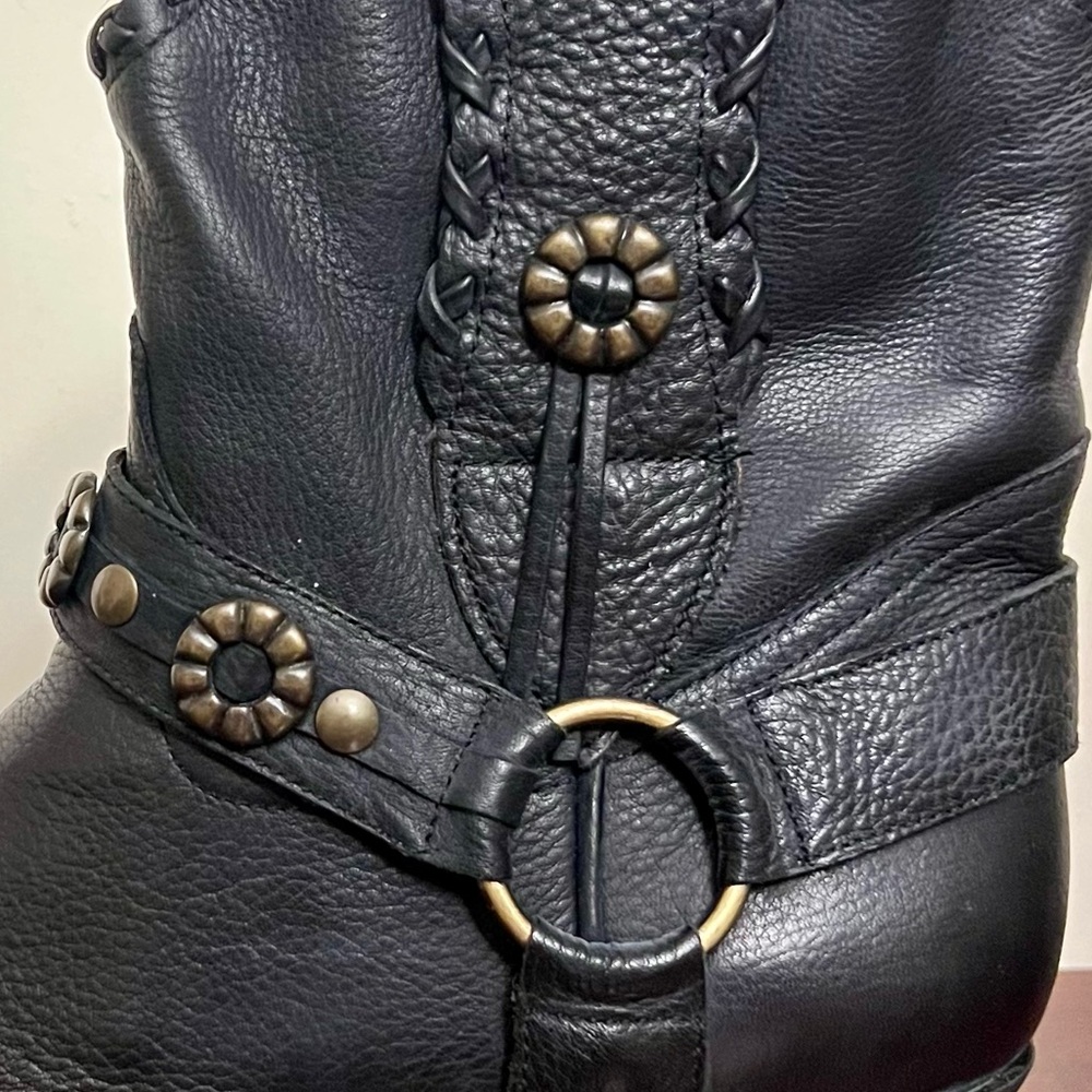 Vintage Nine West country western boots with harness black leather block heel 6 - Picture 8 of 8